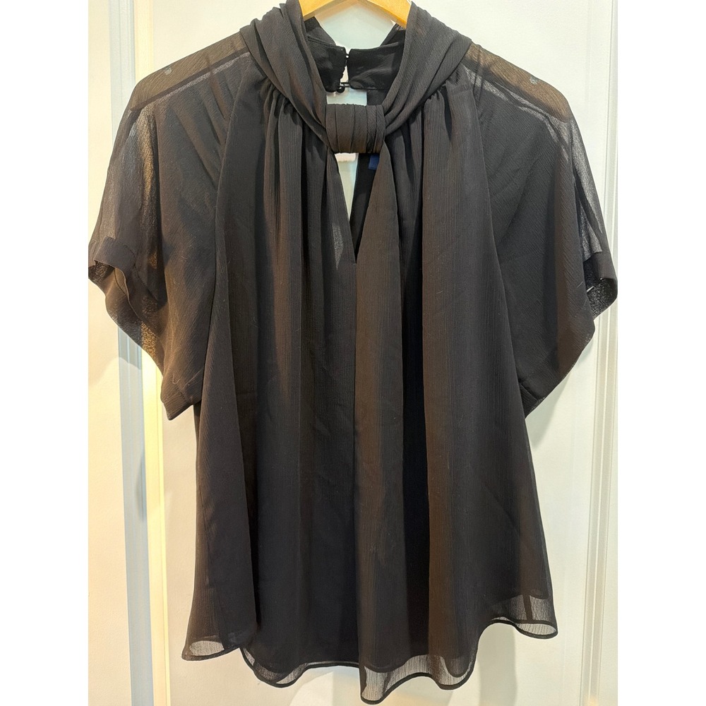 Rachel Rachel Roy Black Chiffon Knot Neck Keyhole Blouse 0X